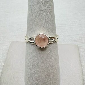 S925 Rose Quartz Round Braided Ring